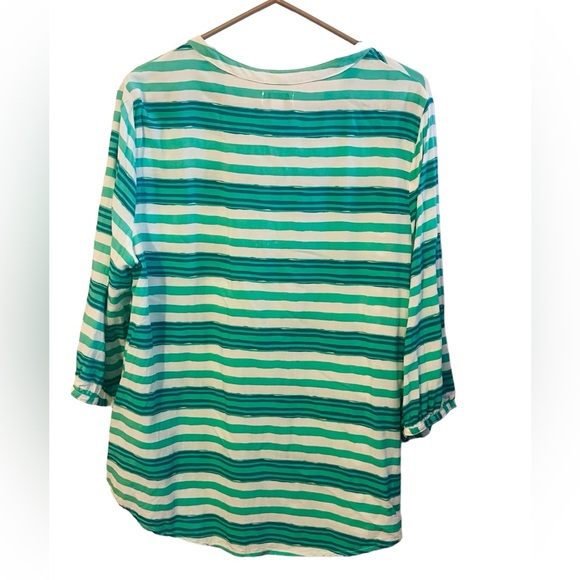OLD NAVY SZ XL GREEN WHITE MULTI BUTTON FRONT BLOUSE EUC - Picture 6 of 10